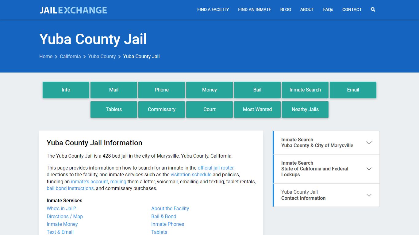 Yuba County Jail, CA Inmate Search, Information